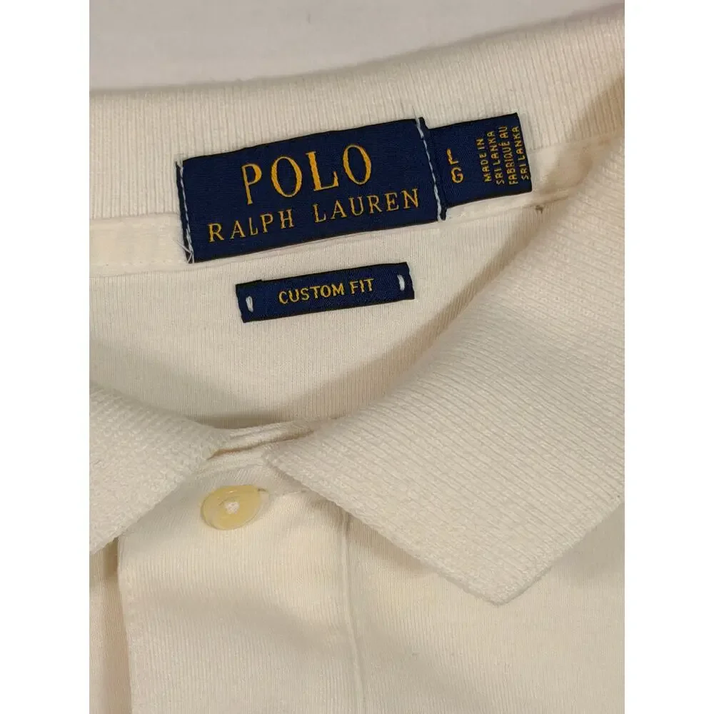 Polo Ralph Lauren Mens Large Custom Fit White Short Sleeve Pony Logo Polo Shirt